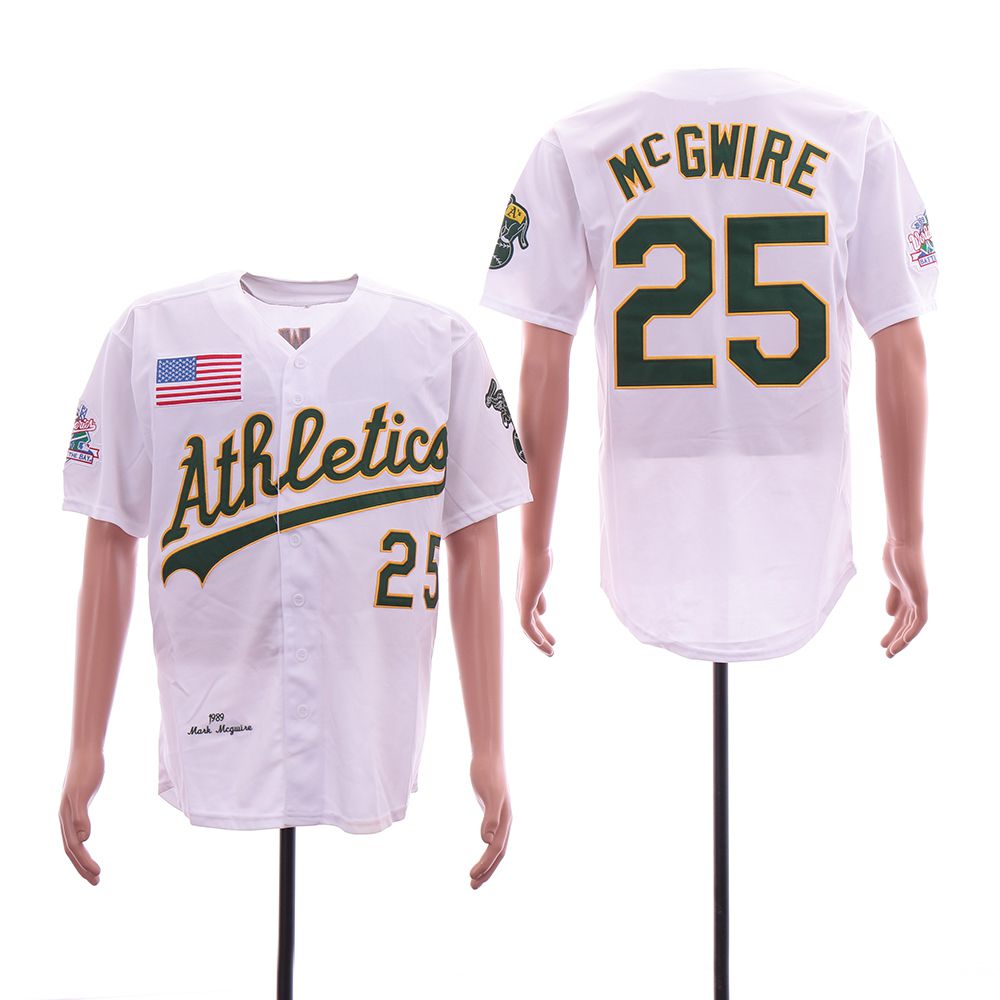 Men Oakland Athletics 25 Mcgwire White Throwback 1989 MLB Jerseys